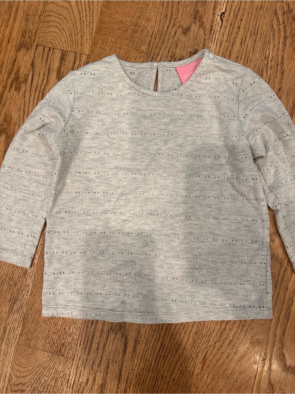 Girls' Light Gray Eyelet Long-Sleeve Tee by BLANK